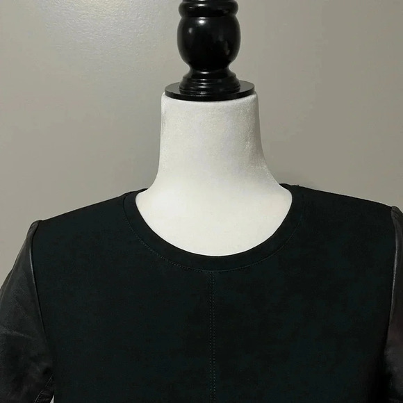 Club Monaco Short Sleeve Leather Accents  Shift Dress Black - Picture 5 of 13